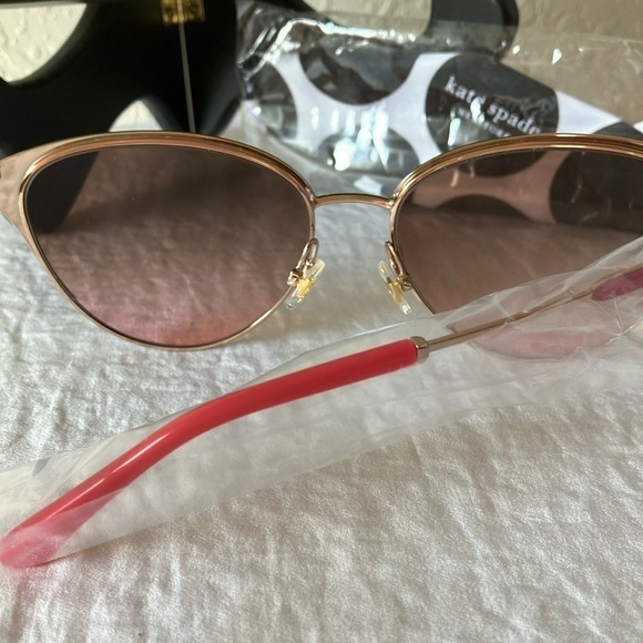 Kate Spade: Pink/Gold Tone Wire IANNA Cat Eye Sunglasses - Picture 11 of 16